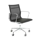 A Vitra chrome and black mesh office chair,