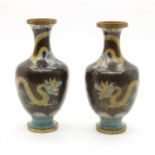 A pair of Cloisonné vases,