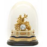 A late 19th century French gilt and alabaster mantle clock,