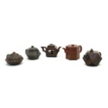 A collection of five Chinese Yixing zisha teapots,