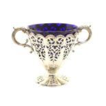 A Victorian silver pierced twin-handled bonbonniere,