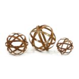 Three strapwork spheres,