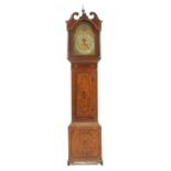 A 19th century inlaid oak and mahogany longcase clock,
