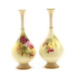 A pair of Royal Worcester hand-painted vases by J W Sedgley,