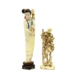 Two Japanese carved ivory figures,