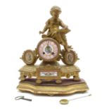 A 19th century gilt spelter mantel clock,