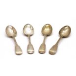 A set of four early Victorian silver dessert spoons