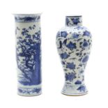 An early 20th century Chinese blue and white baluster vase,