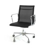 A Vitra chrome and black mesh office chair,