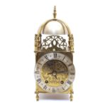 A brass 'lantern' clock,