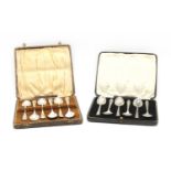 A cased set of six silver teaspoons by Asprey and Co,