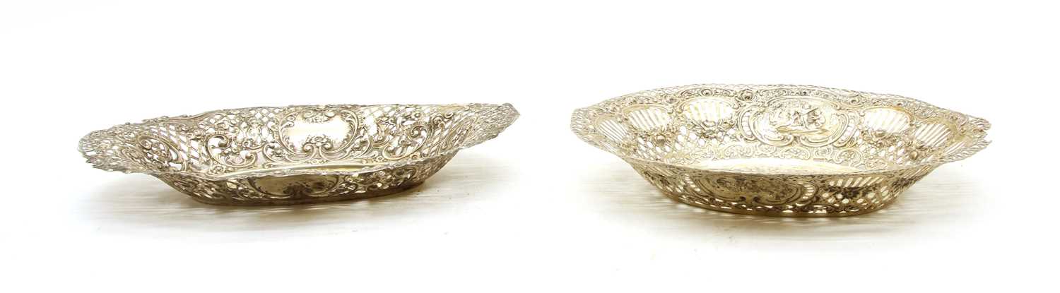 Two German silver pierced dishes,