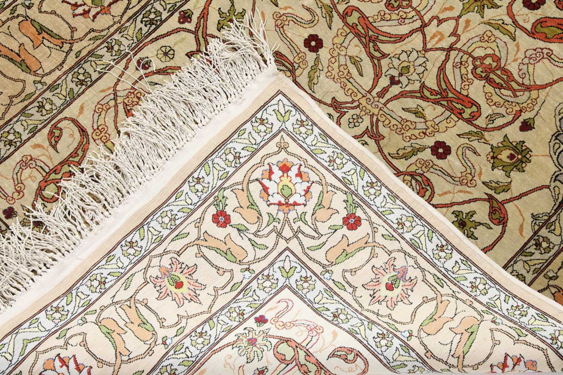 A Turkish silk Hereke rug, - Image 2 of 17