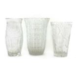 Three French cut-glass vases,