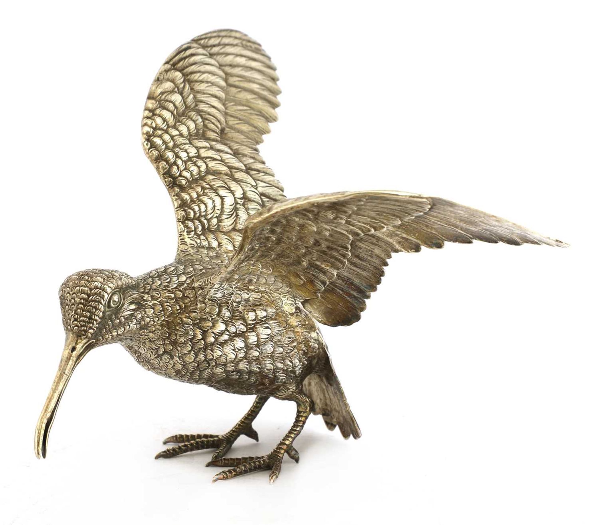 A Continental silver model of a woodcock,