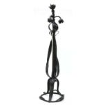 A French Art Nouveau patinated metal standing lamp,