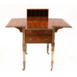 A fine Sheraton Revival strung, inlaid and painted satinwood Pembroke table,