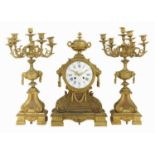 An impressive French ormolu clock garniture,