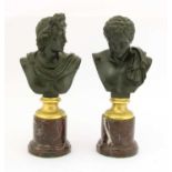 A pair of Grand Tour bronze busts after the Antique