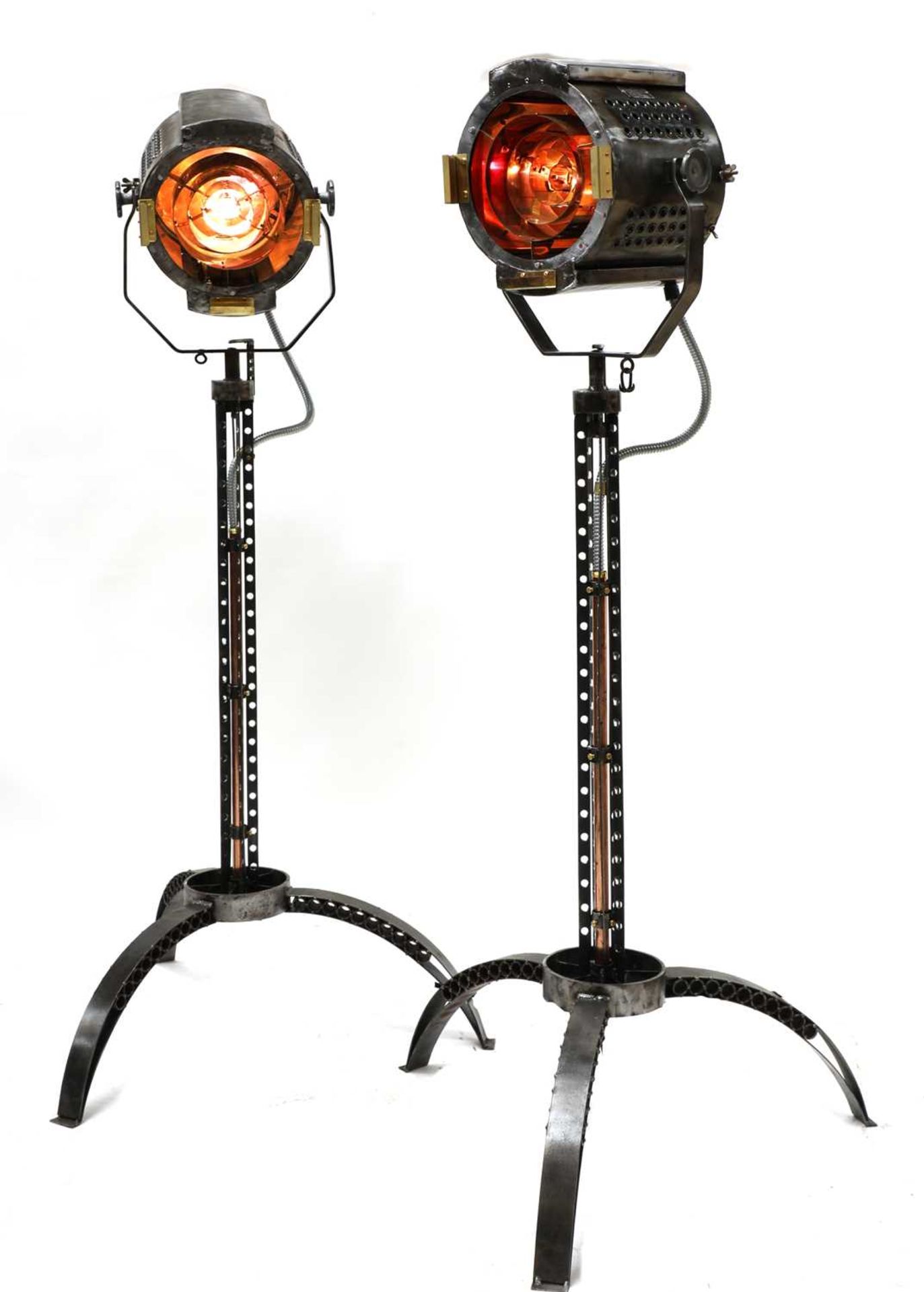 A pair of steel, copper and brass 'Strand' electric stage lights, - Image 2 of 6