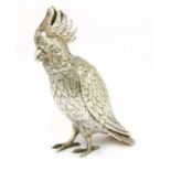 A Continental silver model of a cockatoo,