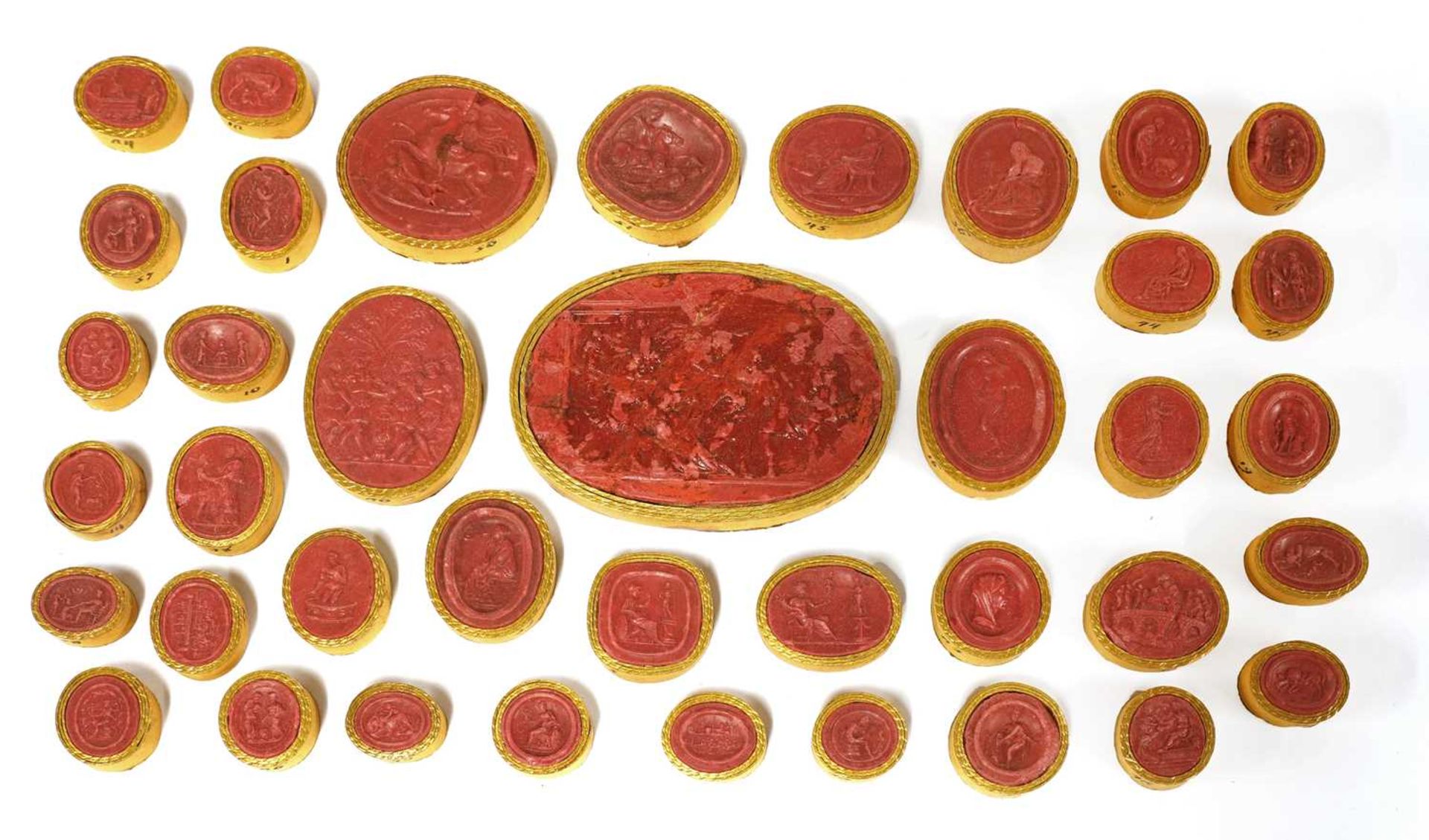 A collection of 38 grand tour red wax intaglios, - Image 3 of 3