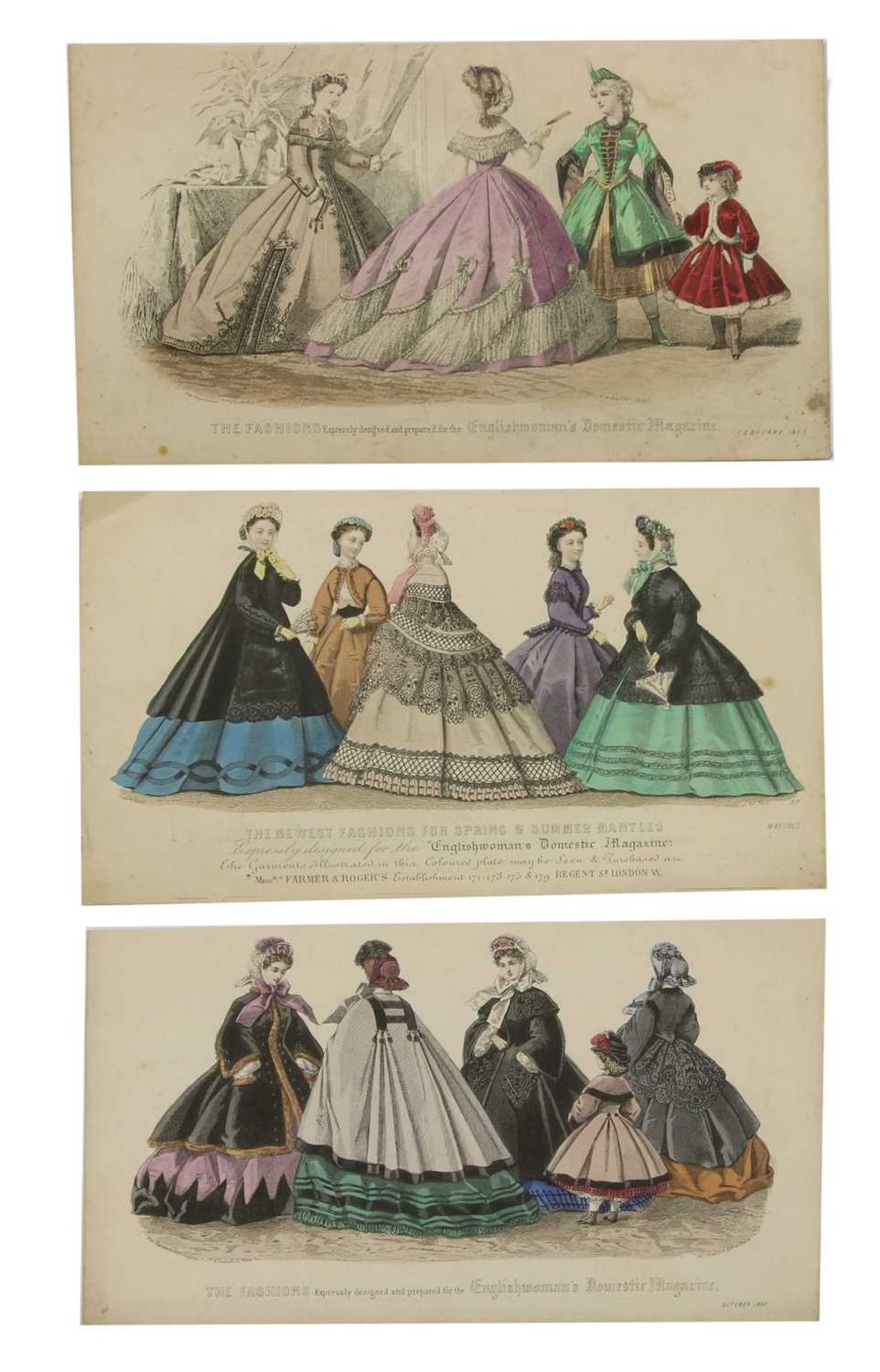 A portfolio of silhouettes and hand tinted engravings of Victorian fashion - Image 2 of 5