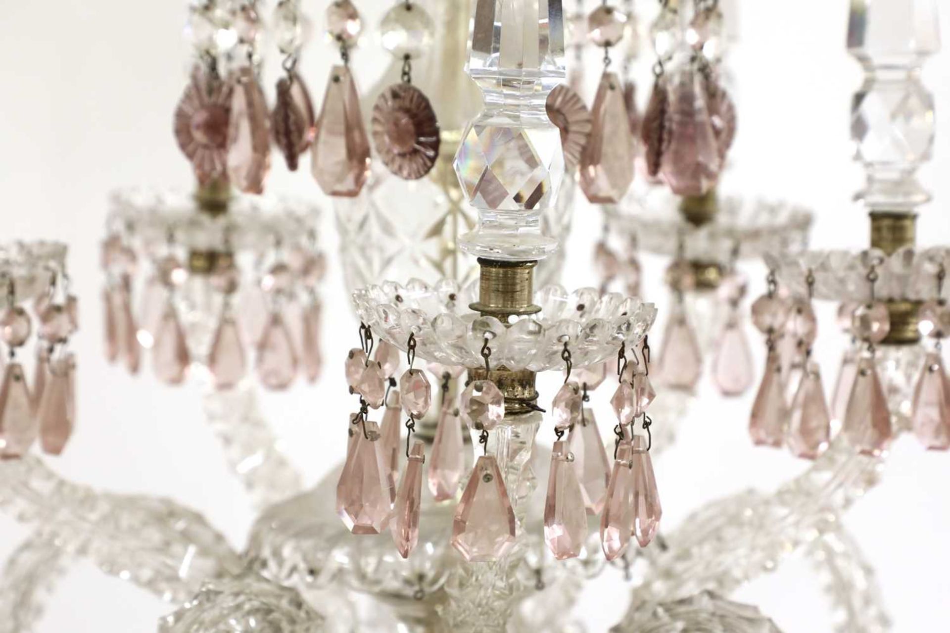 A French five-branch amethyst and cut-glass chandelier, - Image 5 of 5