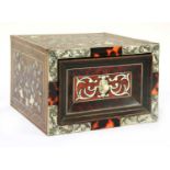 An Indo-Portuguese tortoiseshell, white metal, ivory and mother-of-pearl inlaid box,