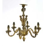 A gilt-bronze six-light electrolier,