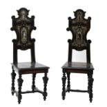 A pair of North Italian side or hall chairs,