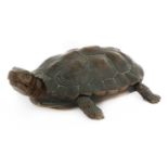 A French bronze tortoise inkwell,