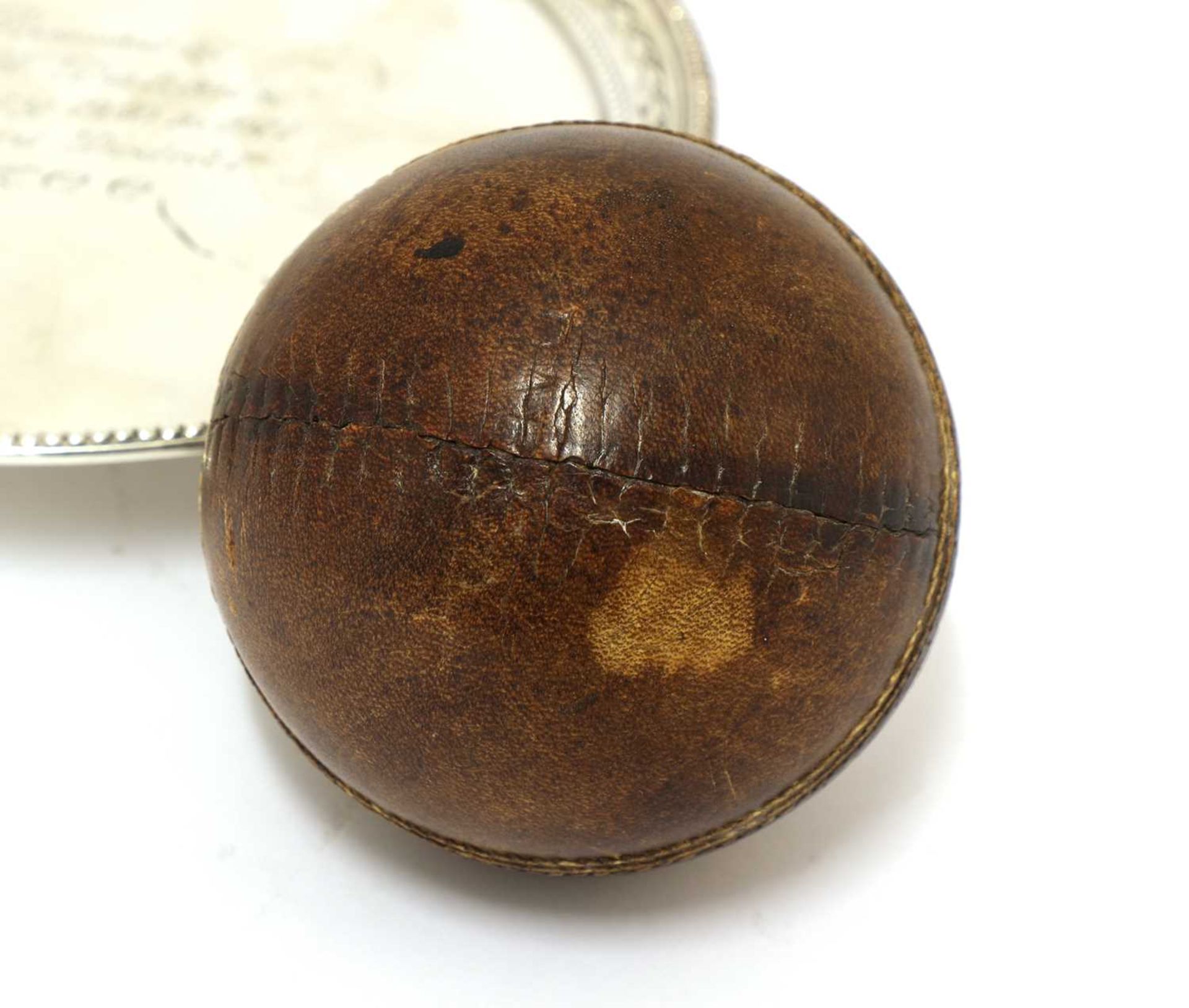 A Victorian silver-mounted cricket ball, - Bild 3 aus 4