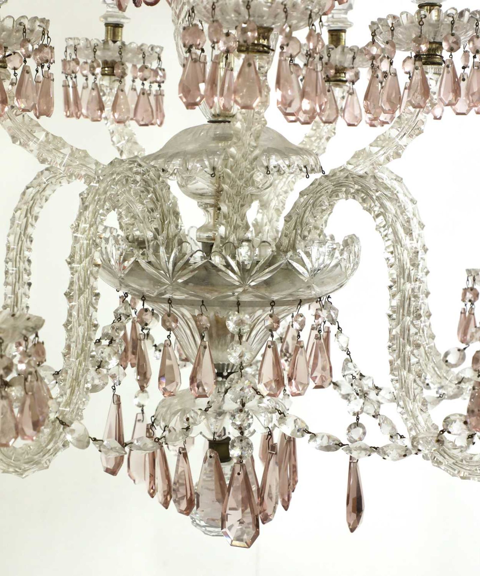 A French five-branch amethyst and cut-glass chandelier, - Bild 4 aus 5