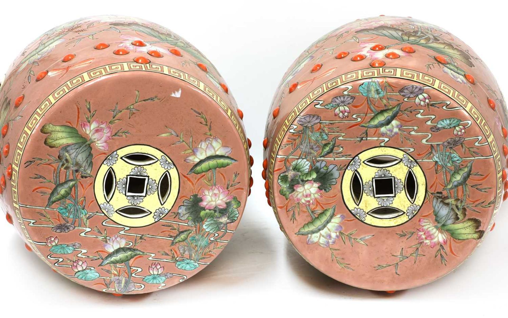 A pair of Chinese porcelain garden seats, - Image 3 of 3