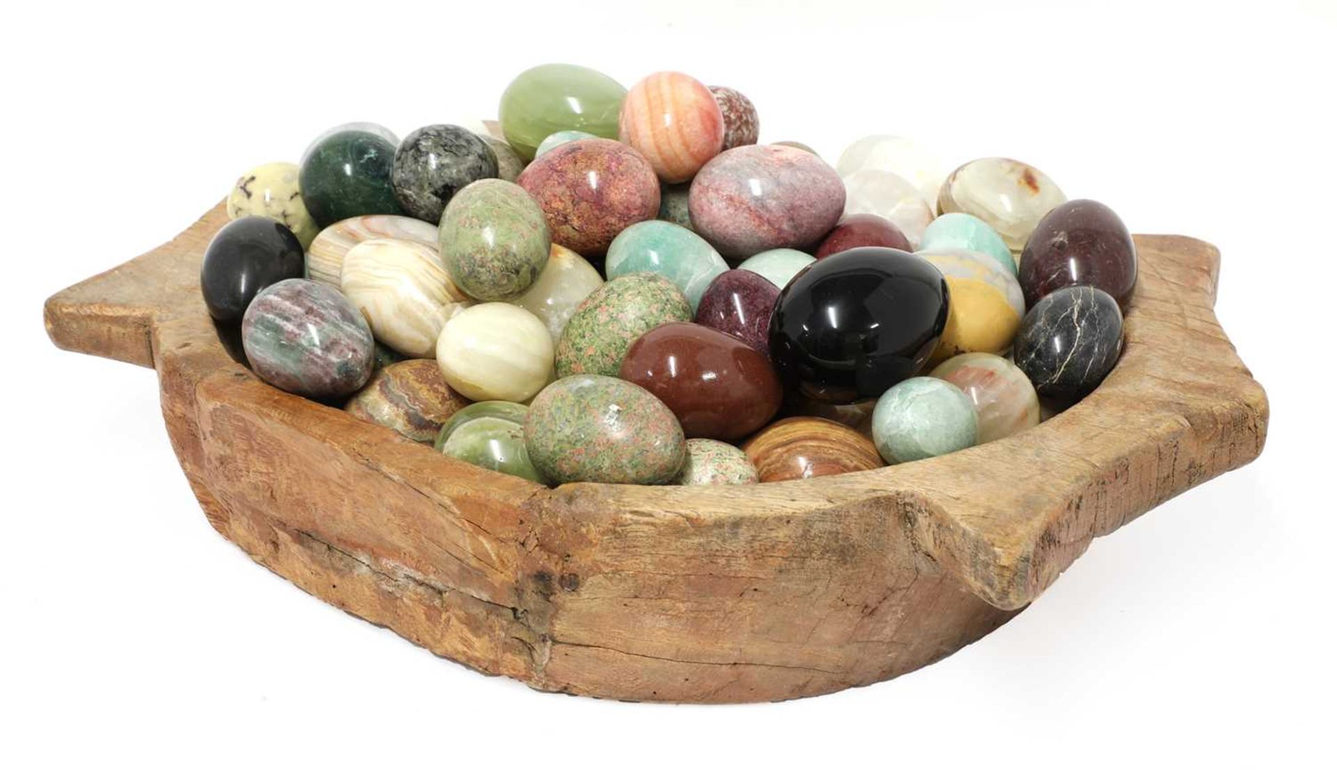A collection of seventy-five mineral specimen eggs,