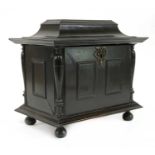 A Dutch ebony and silver mounted casket,