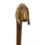 A Brigg carved bloodhound walking stick