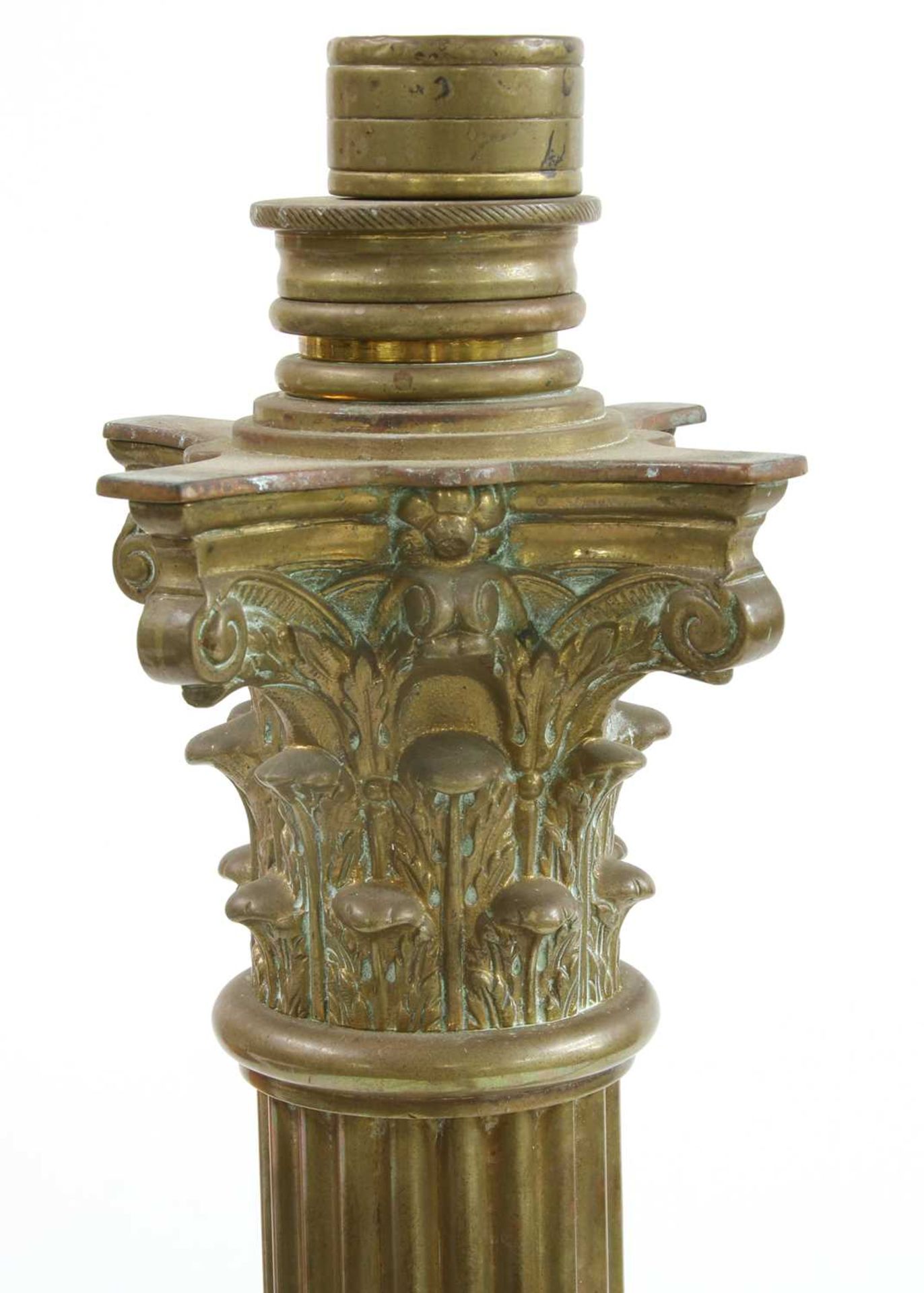 A near pair of brass Corinthian column standard lamps, - Image 7 of 34