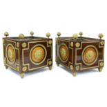 A pair of mahogany, satinwood and ormolu-mounted jardinières,