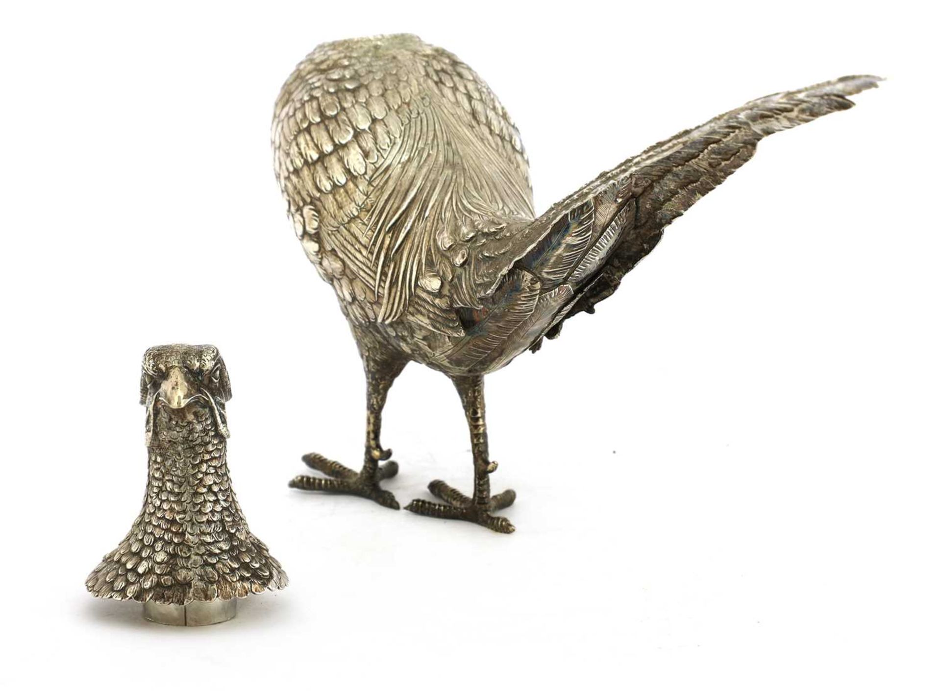 A large Continental silver model of a cock pheasant, - Image 3 of 15