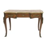 A French Louis XV-style small kingwood bureau plat,