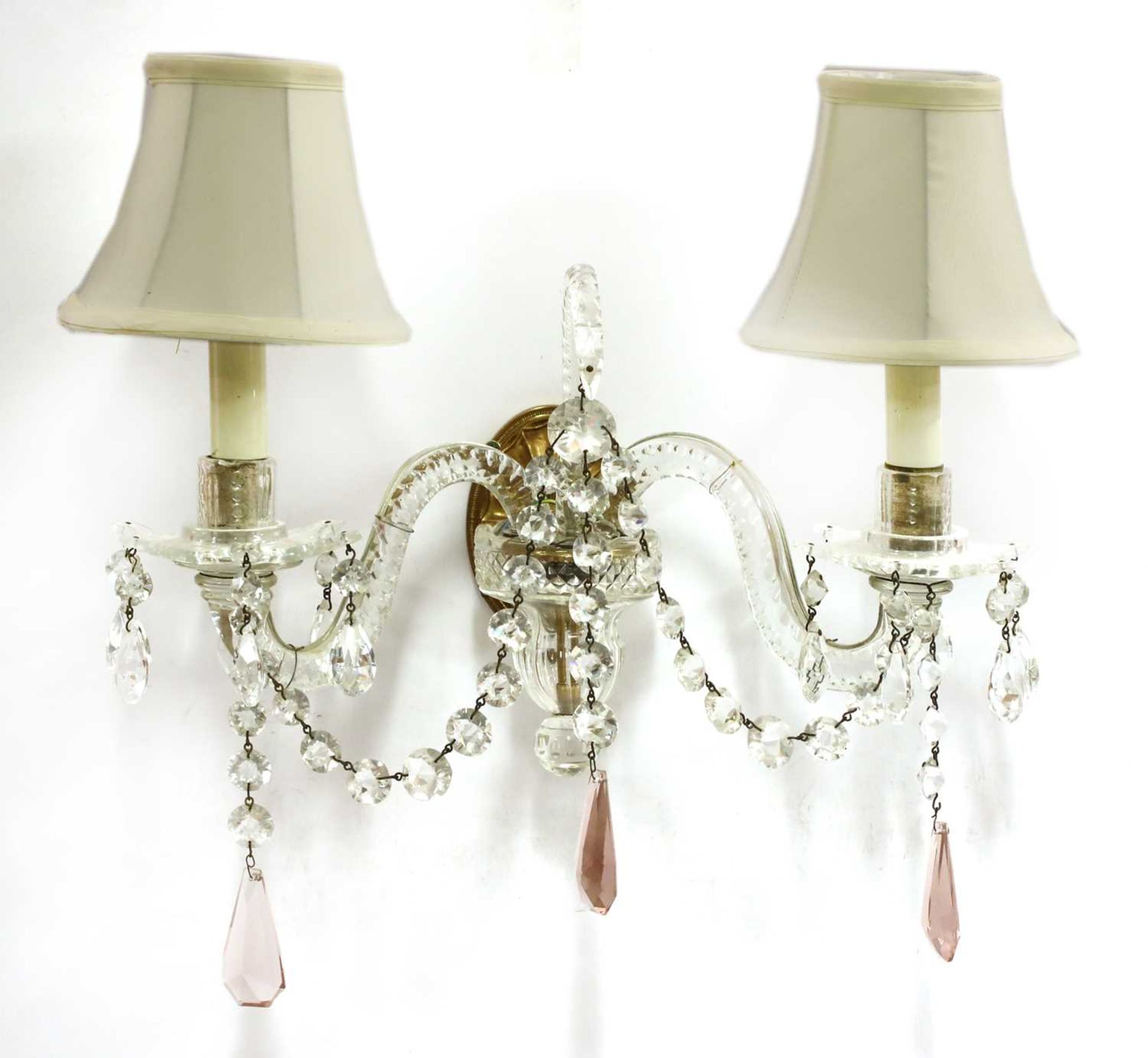 A French five-branch amethyst and cut-glass chandelier, - Image 3 of 5