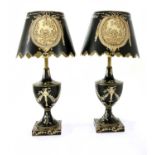 A pair of toleware table lamps,