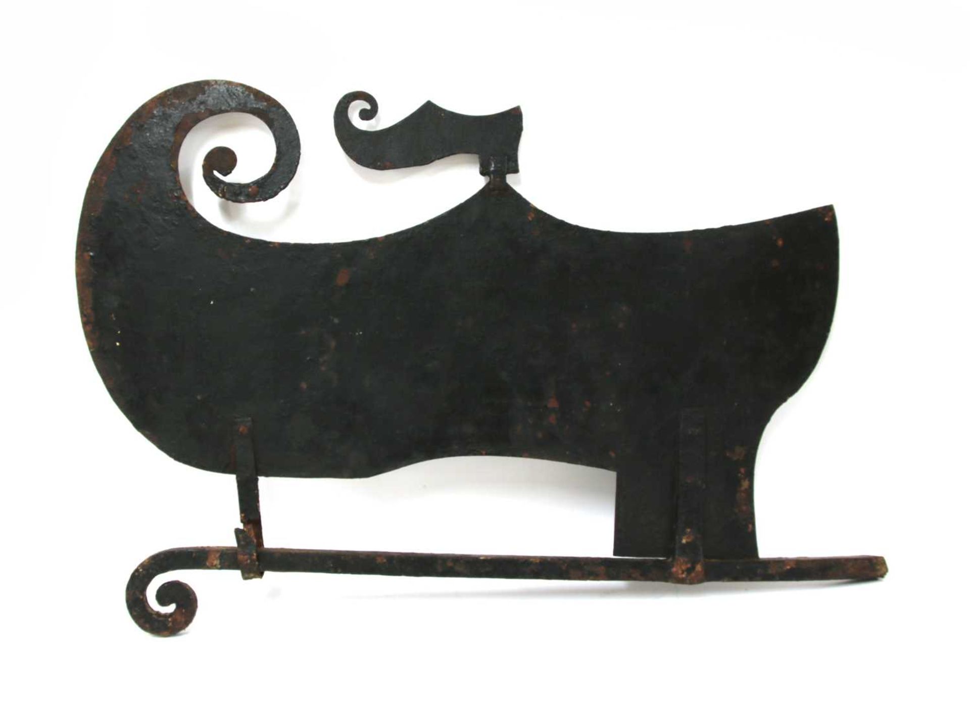 A black painted iron clogmaker's trade sign,