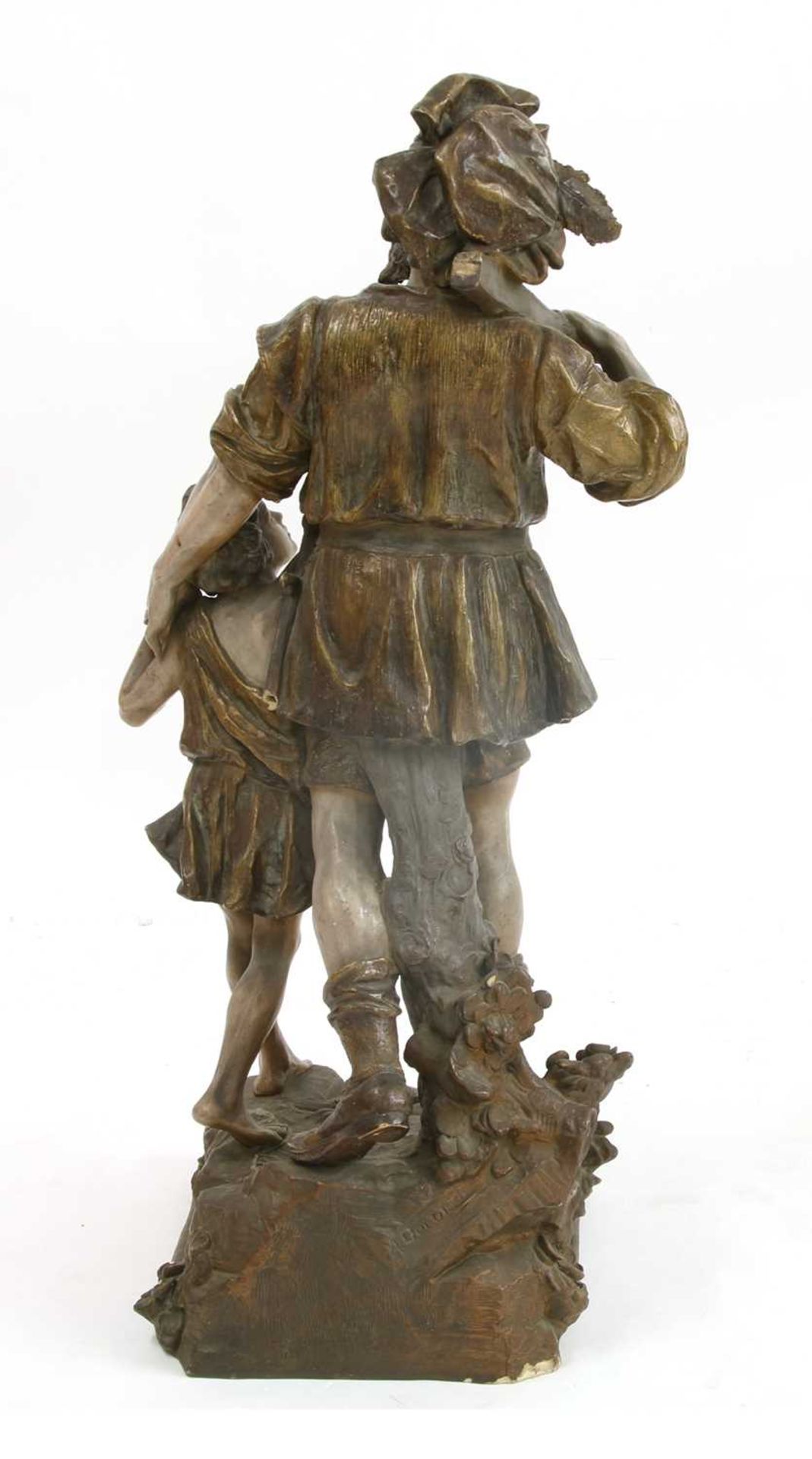 A large terracotta group of William Tell and his son, who is holding up an apple, - Image 3 of 3