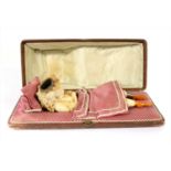 An erotic meerschaum combination cheroot holder and pipe,