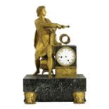 A large and impressive French marble and gilt-bronze mantel clock,