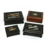 An Italian ebony and pietra dura cigarette box,