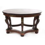 A French Empire-style gilt bronze-mounted mahogany centre table,